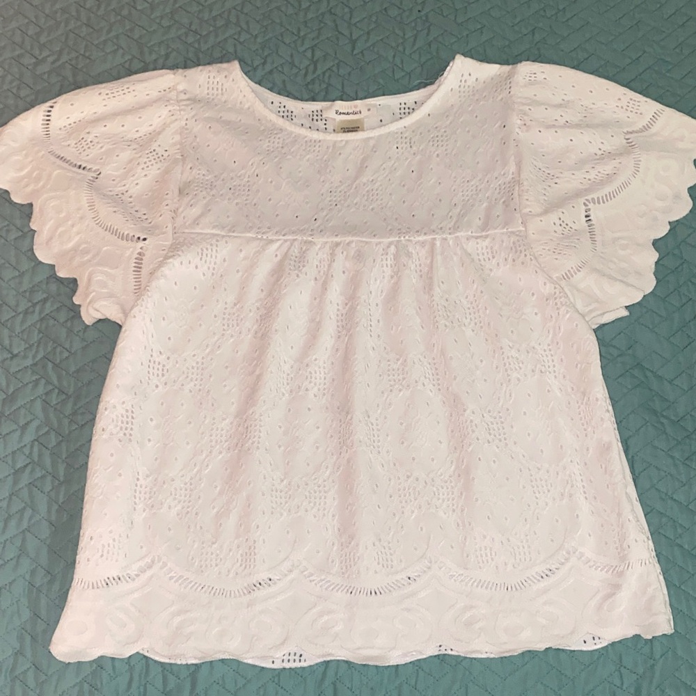 URBAN Romantics White Eyelet Scoop Neck Top